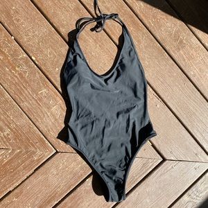 Black one piece bathing suit